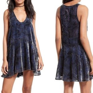 free people ellie burnout velvet blue dress size s